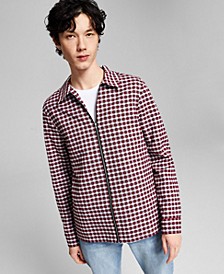 Men's Plaid Zip Long-Sleeve Shirt