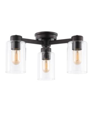 Orville 3-Light Farmhouse Industrial Iron Cylinder LED Semi Flush Mount