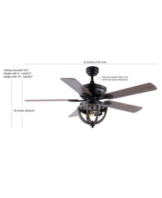 Jasper 2-Light Farmhouse Industrial Iron Dome Shade LED Ceiling Fan with Remote