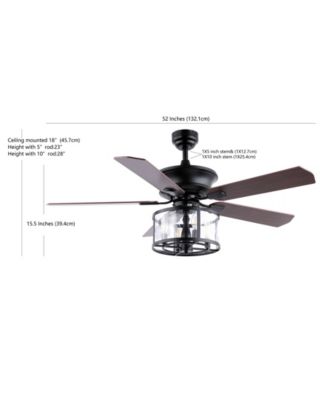 Braxton 4-Light Farmhouse Industrial Iron Drum Shade LED Ceiling Fan with Remote