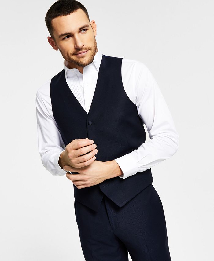 Alfani Men's Slim-Fit Navy Tuxedo Vest, Created for Macy's - Macy's