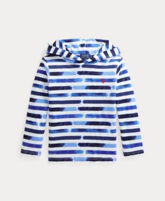 폴로 랄프로렌 Polo Ralph Lauren Little Boys Striped Hooded T-shirt,Broken Artist Stripe Blue Multi