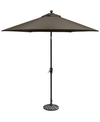 Chateau Outdoor 9' Push Button Tilt Umbrella with Outdoor Fabric and Base, Created for Macy's