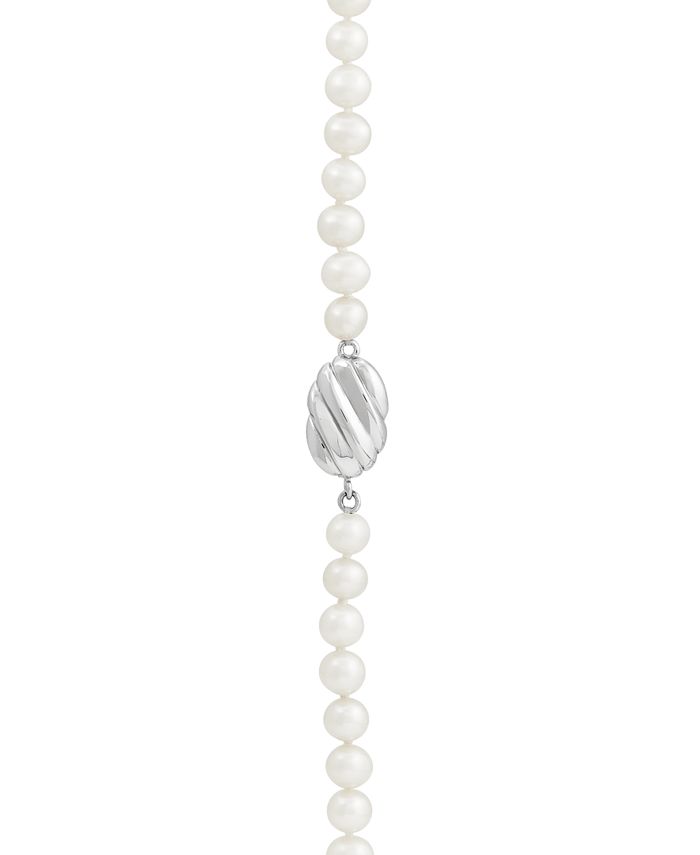 Molah 925 Sterling Silver Cultured Freshwater Pearl & Cubic Zirconia Swirl Pendant Necklace - Adjustable 16-18" - View #5