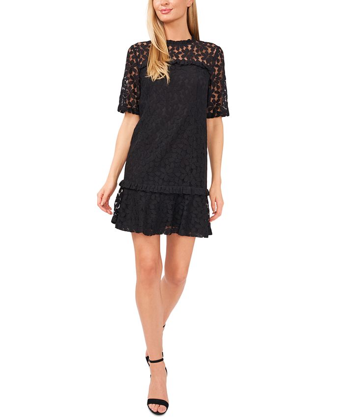 CeCe RuffleTrimmed Lace Mini Dress Macy's