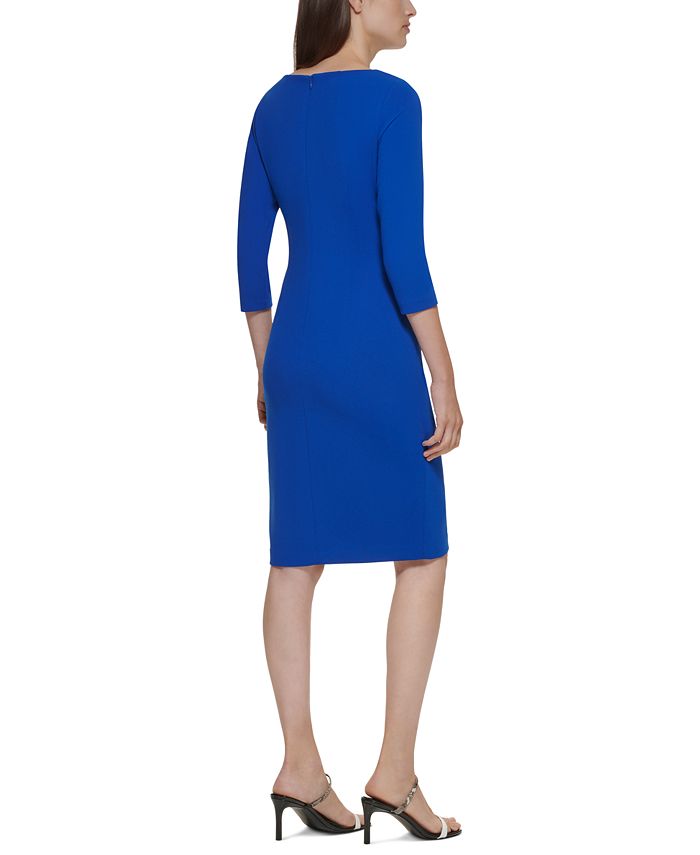 Calvin Klein Women's Asymmetrical Neck Dress Red Size 8