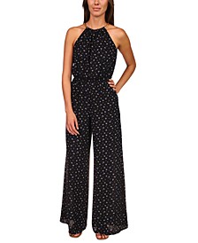 Printed Chain-Neck Jumpsuit
