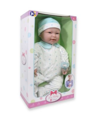 La Baby Caucasian 20" Soft Body Baby Doll Blue Outfit
