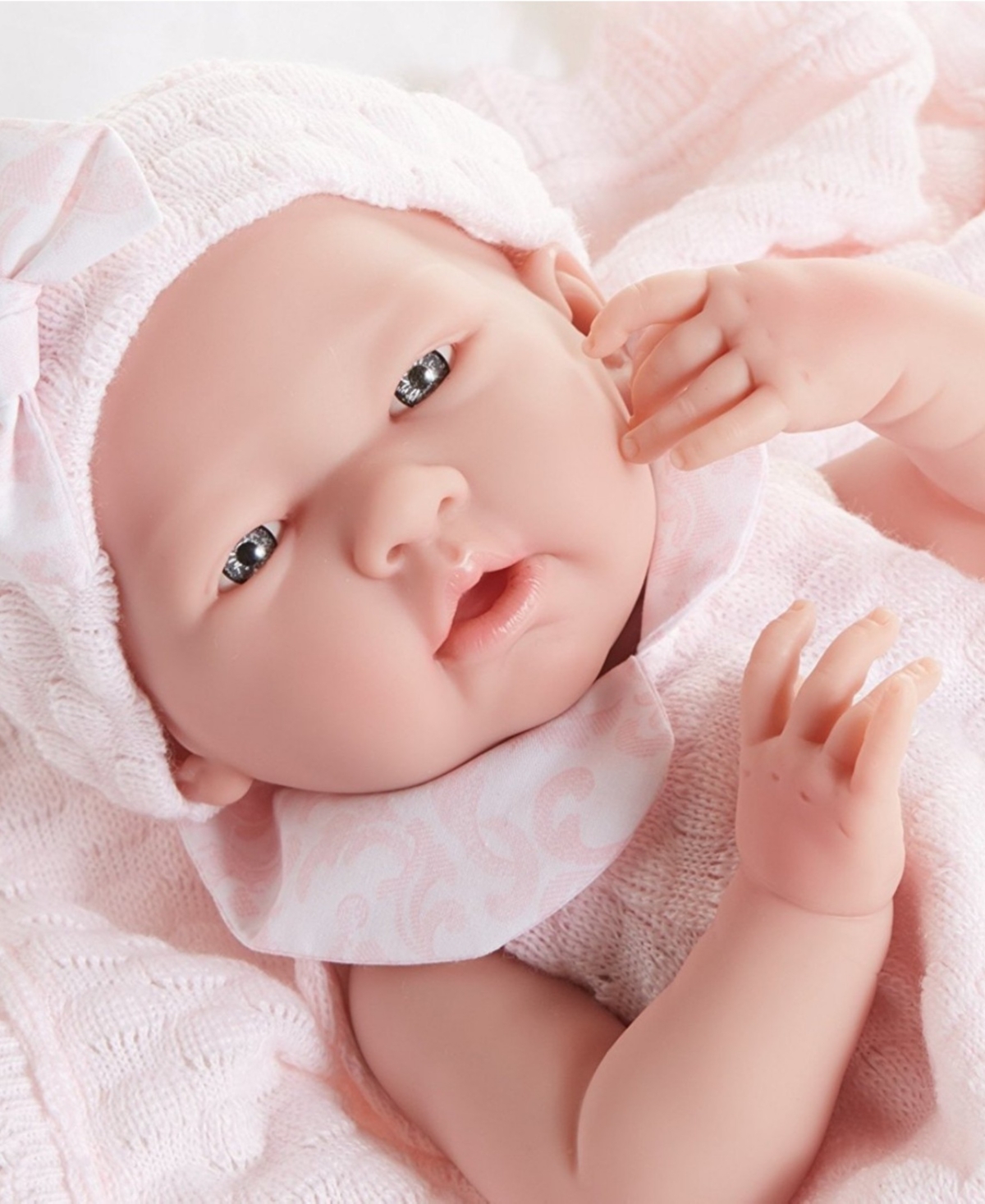 JC TOYS LA NEWBORN 15" REAL GIRL BABY DOLL PINK KNIT OUTFIT 