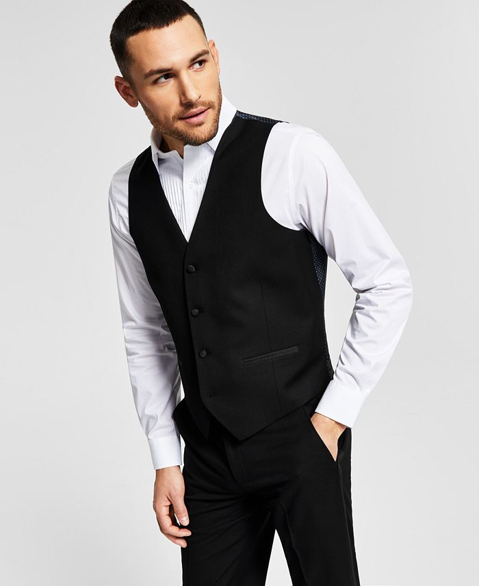 Men's Classic-Fit Stretch Black Tuxedo Vest, Created for Macy's & Reviews - Suits Tuxedos - Men - Macy's