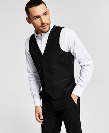Alfani - Men's Classic-Fit Stretch Black Twill Suit Vest