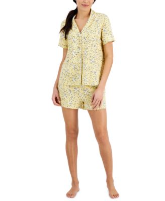 Printed Notch Collar Shorts Pajama Set, Created for Macy's