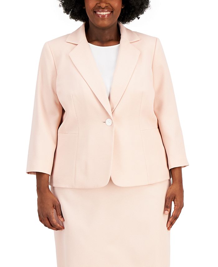 Pink skirt suit plus size on sale