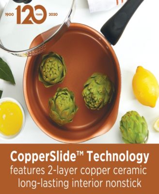 Glide Copper Ceramic Nonstick Straining 3 Qt Saucepan