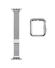 Infinity 2-Piece Skinny Silver-tone Stainless Steel Alloy Loop Band and Bumper Set for Apple Watch, 38mm-40mm