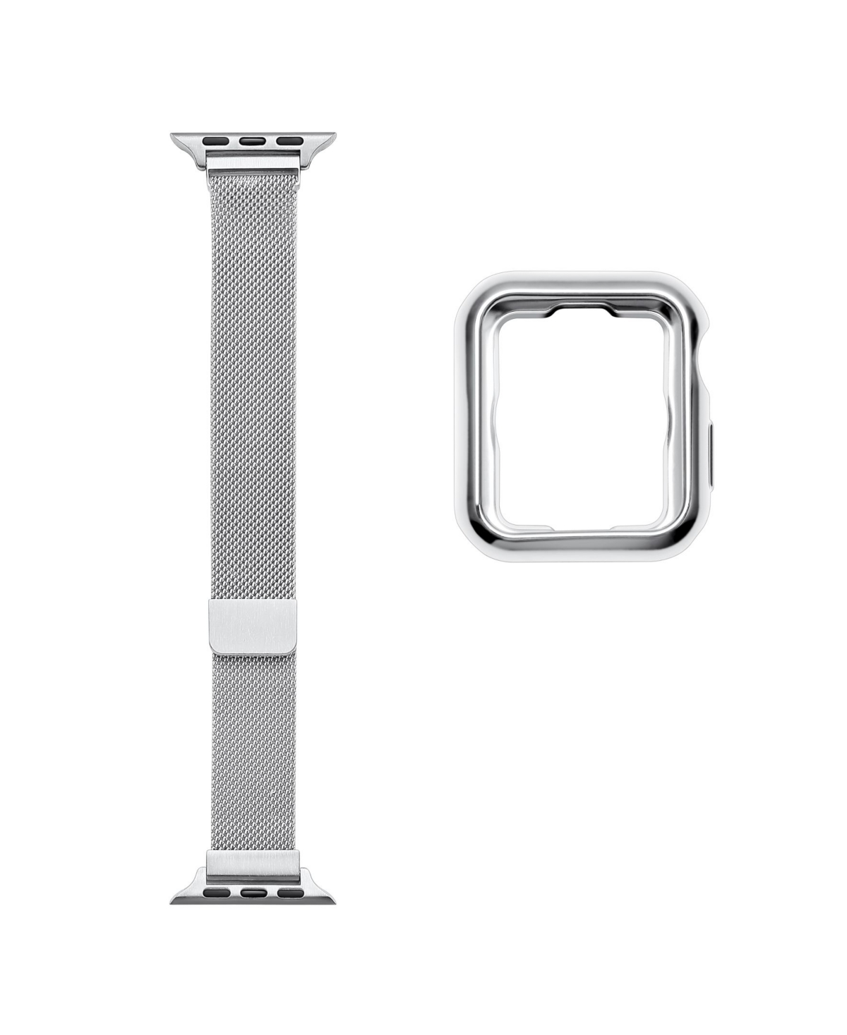 Infinity 2-Piece Skinny Silver-tone Stainless Steel Alloy Loop Band and Bumper Set for Apple Watch, 38mm-40mm - Silver-tone