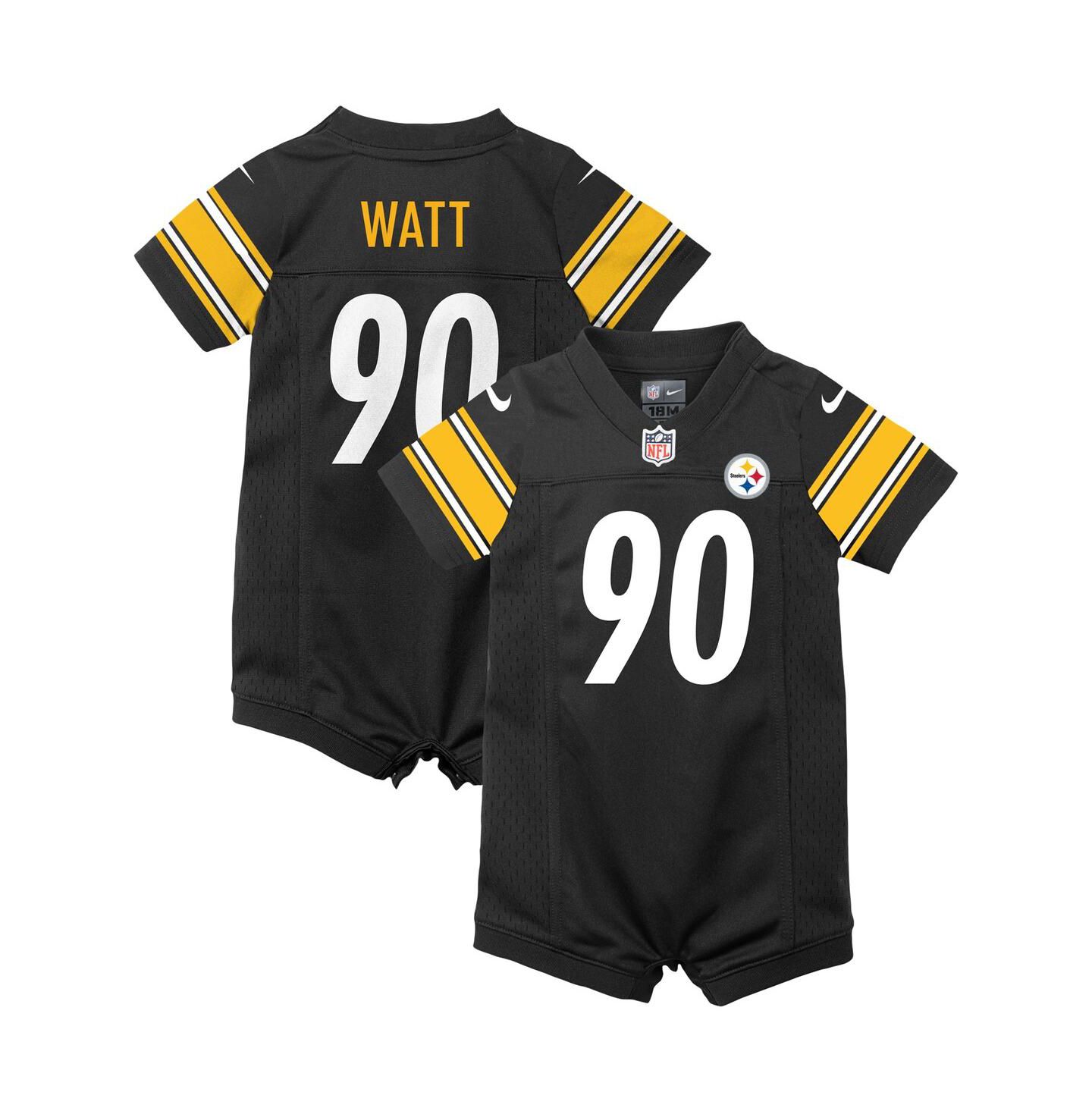 Комбинезон Nike T.J. Watt Black Pittsburgh Steelers Game Romper Jersey для девочек-малышей — фото 1