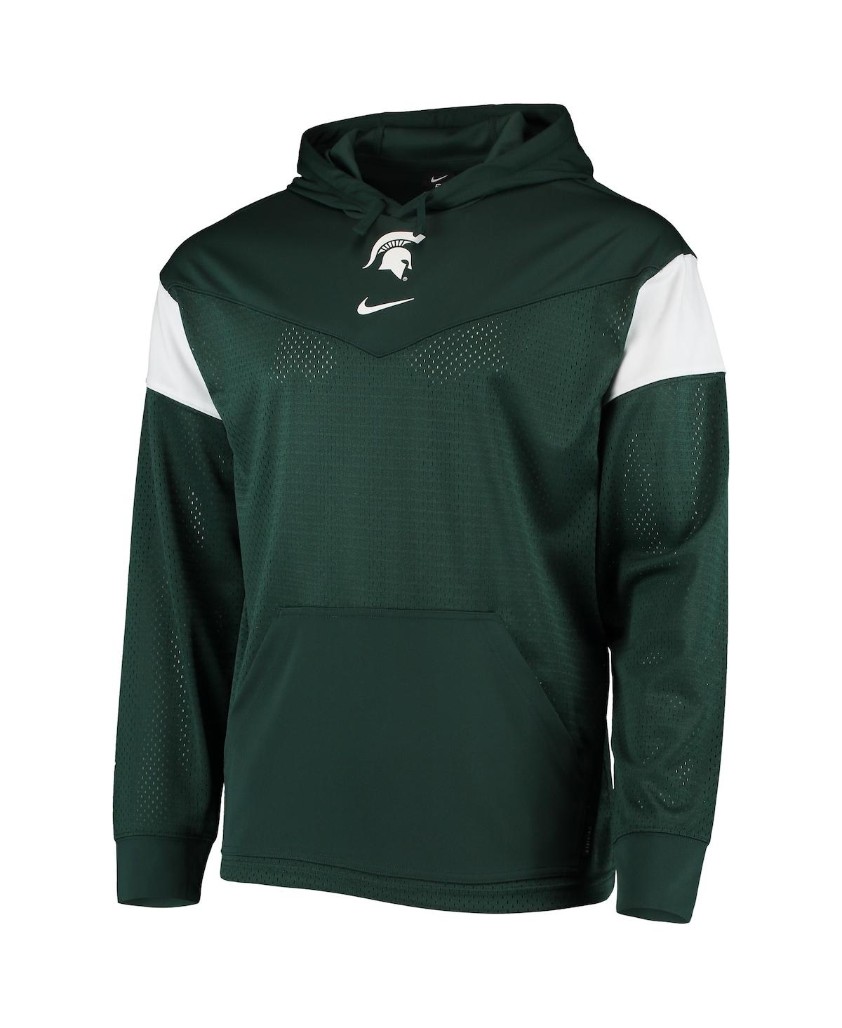 Shop Nike Men's Green Michigan State Spartans Sideline Jersey Pullover Hoodie