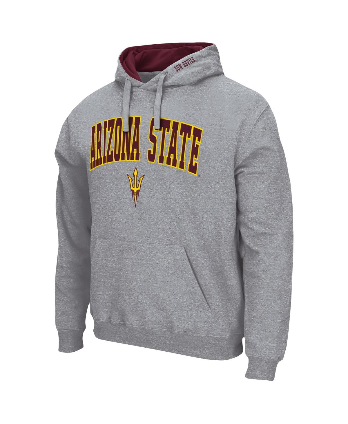 Shop Colosseum Men's Heather Gray Arizona State Sun Devils Arch Logo 3.0 Pullover Hoodie In Heathered Gray