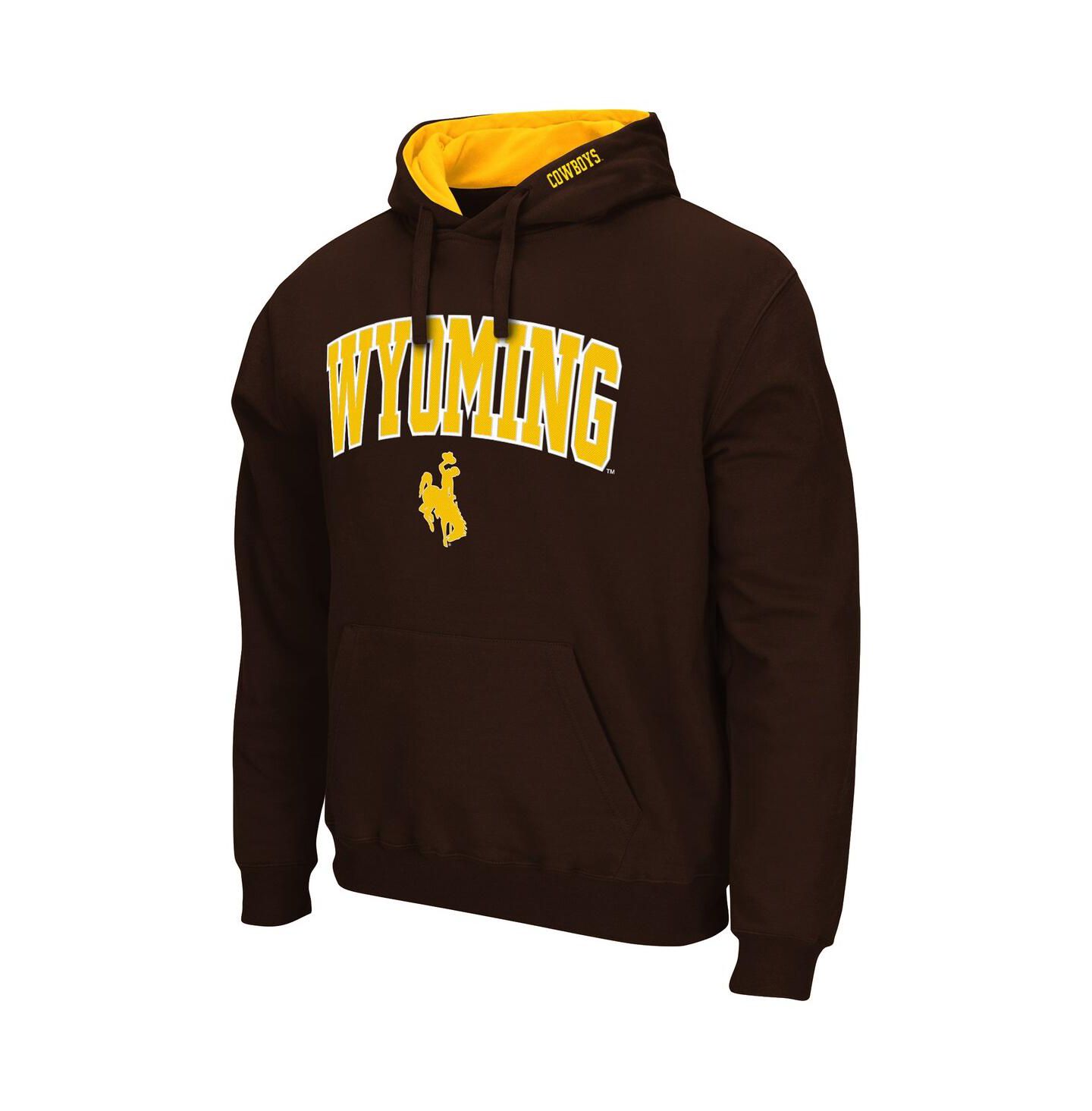 Мужское худи Colosseum Wyoming Cowboys Arch and Logo Pullover, цвет: Угольный — фото 5