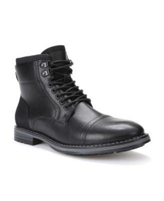 cap toe black boots