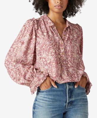 Lucky Brand Printed Ruffle-Trimmed 