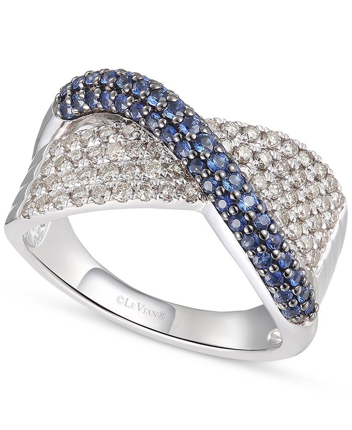 Le Vian - Blueberry Sapphire (1/2 ct. t.w.) & Nude Diamond (1/2 ct. t.w.) Crossover Statement Ring in 14k White Gold
