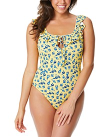 Floral Delight Frill Neck Maillot One-Piece Swimsuit