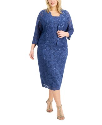 SL Fashions Plus Size 2-Pc. Lace Jacket & Sheath Dress Set - Macy's