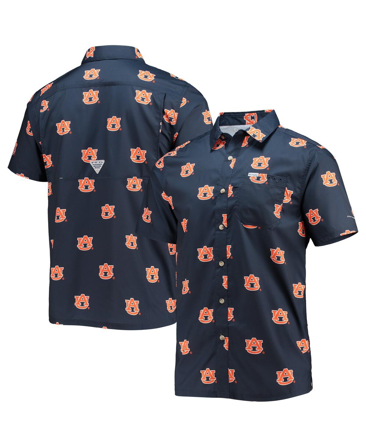 Men's Navy Auburn Tigers Super Slack Tide Omni-Shade Button-Up Shirt - Navy