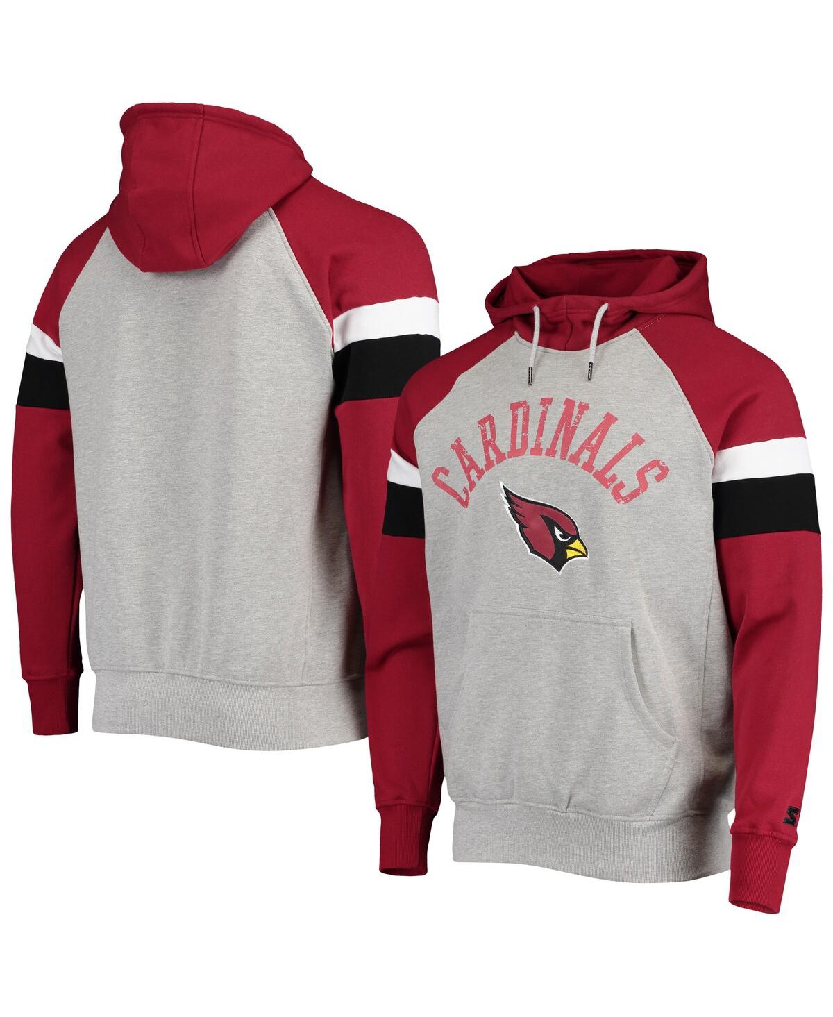 Men's Heathered Gray, Cardinal Arizona Cardinals Home Run Raglan Pullover Hoodie - Heathered Gray, Cardinal