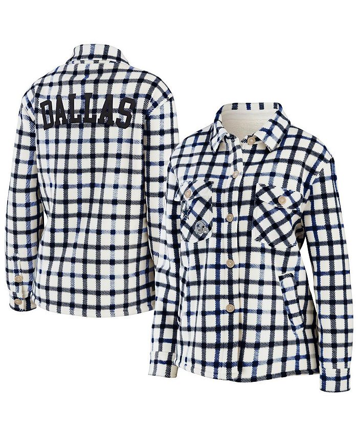 WEAR by Erin Andrews Women's Oatmeal, Navy Dallas Cowboys Plaid Button ...