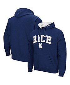 Men's Navy Rice Owls Arch and Logo Pullover Hoodie