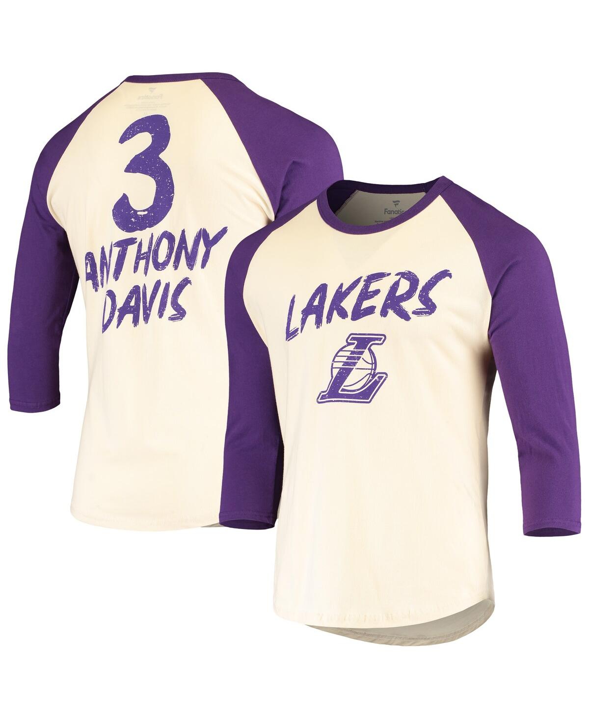 Men's Anthony Davis Purple Los Angeles Lakers Raglan 3/4 Sleeve T-shirt - Purple