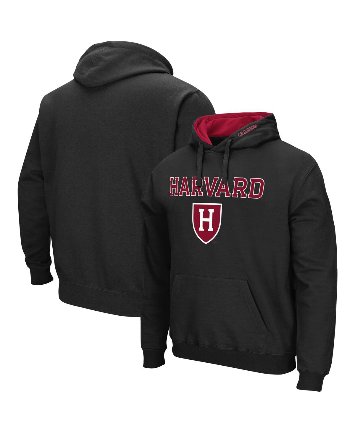 Colosseum Black Harvard Crimson Arch And Logo Pullover Hoodie In Black