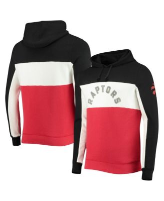 Men's Black, White Toronto Raptors Wordmark Colorblock Fleece Pullover Hoodie