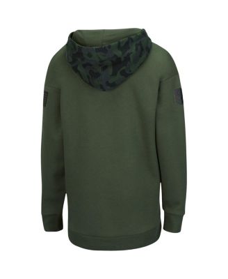 Women's Olive and Camo Wisconsin Badgers OHT Military-Inspired Appreciation Extraction Chevron Pullover Hoodie