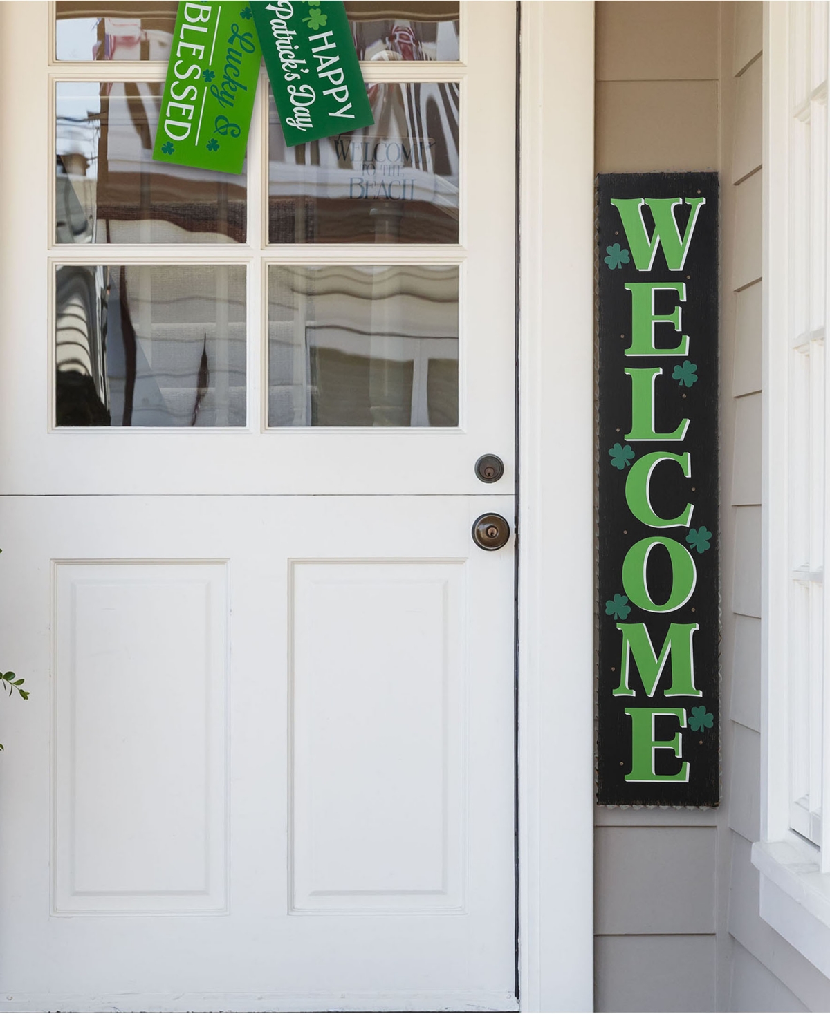 Shop Glitzhome 42" Lighted St. Patrick's Wooden Welcome Porch Sign In Green