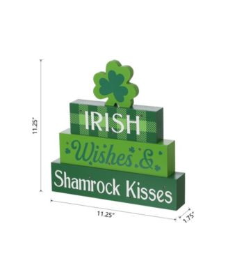 11.5" Lighted St. Patrick's Wooden Block Table Sign