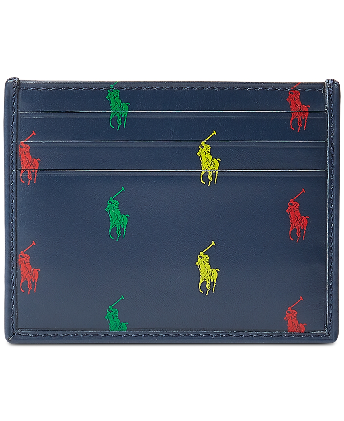 Polo Ralph Lauren Men's Signature Pony Leather Card Case In Navy,multi