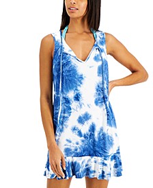 Tie-Dyed Print Ruffled Cover-Up Dress