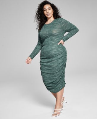 macys green long sleeve dress