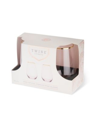 Rose Crystal Stemless Wine Glass, Set of 2