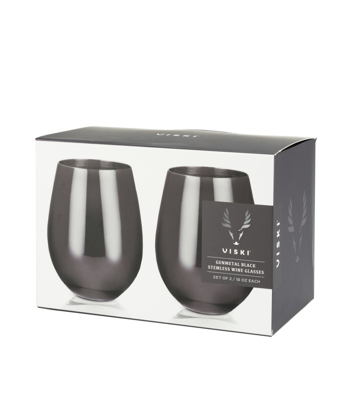 ViskiMatte Stemless Wine Glasses, Set of 2 - Black