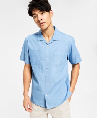 Sun + Stone - Men's Benjamin Short-Sleeve Button-Up Denim Camp Shirt