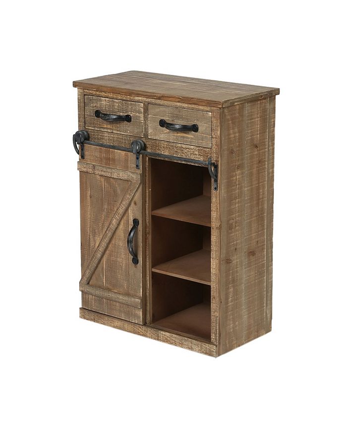 Luxen Home Rustic Wood Sliding Barn Door Console Macy's