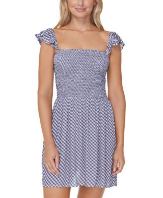 Raisins - Juniors' Gingham Tropicali Dress Cover-Up