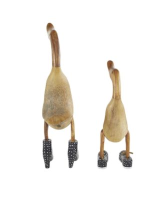 Bamboo Coastal Duck Sculpture, Set of 2