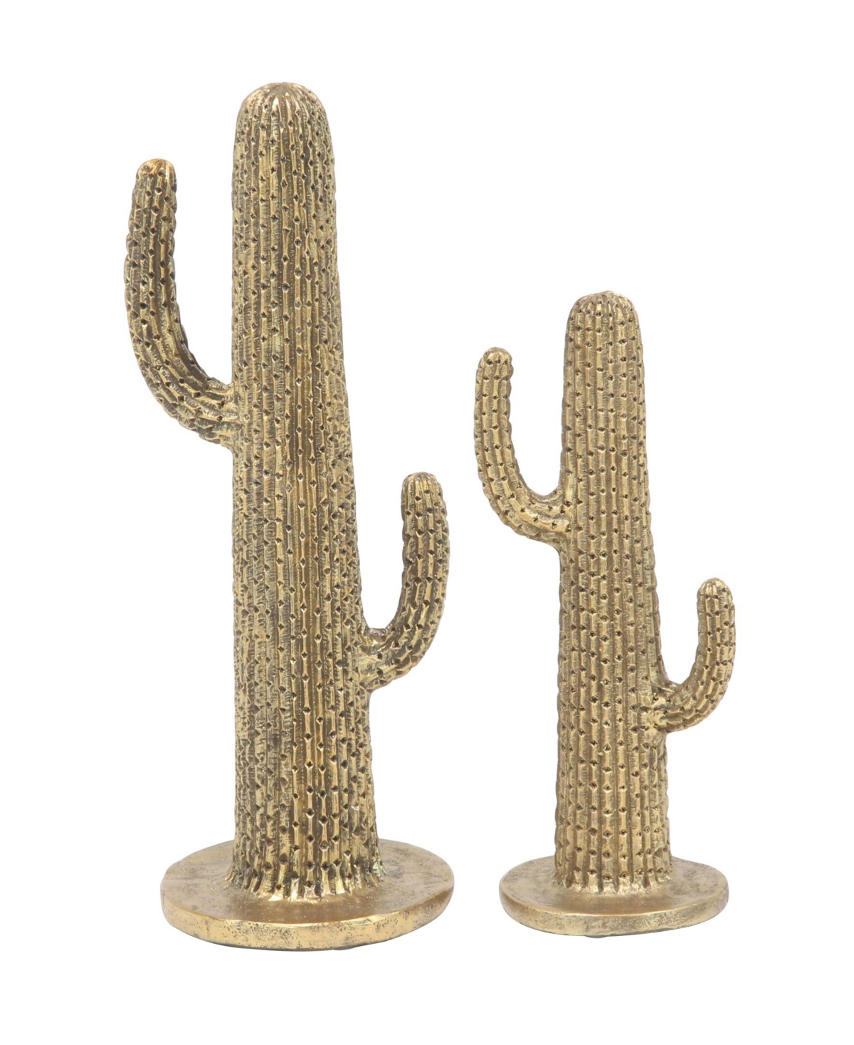 Rosemary Lane Eclectic Cactus Sculpture, Set Of 2 In Gold-tone