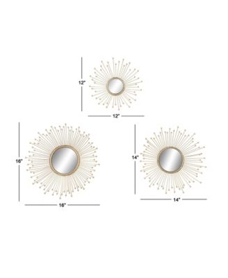 Metal Glam Wall Mirror, Set of 3
